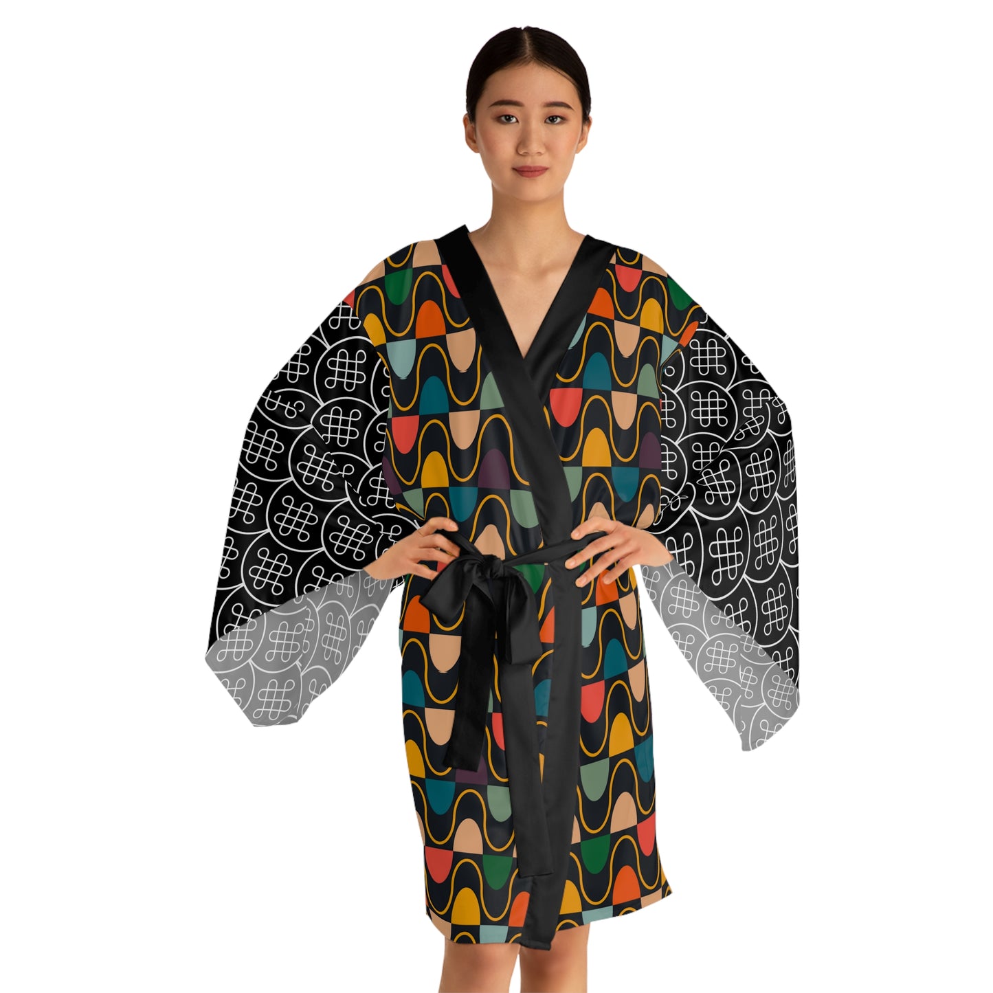 Retro Cartoon Long Sleeve Kimono Robe